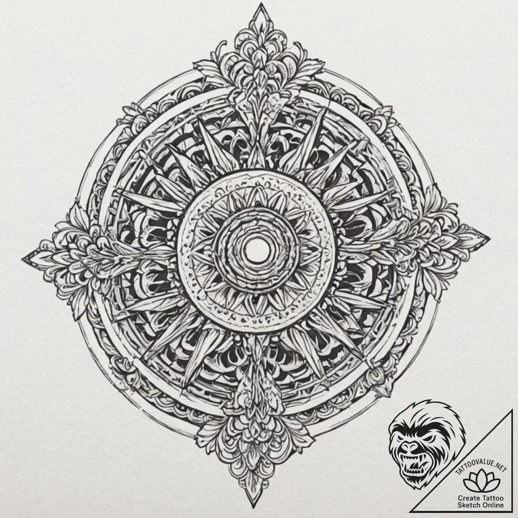 Tattoo sketch, kinetic kaleidoscope key, an i... - tattoo sketch (№1752470570_0, 14.07.2025 05:22) — tattoovalue.net