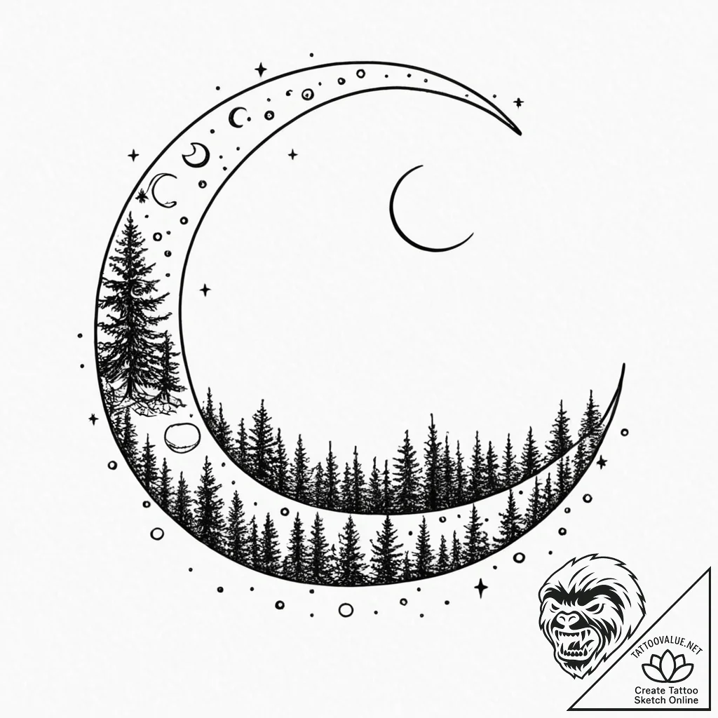 Tattoo sketch, just a phase moon, a crescent... - tattoo sketch (№1752470654_0, 14.07.2025 05:24) — tattoovalue.net