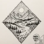Tattoo sketch, quilted landscape of resilienc… – tattoo sketch (№1752470820_0, 14.07.2025 05:27) — tattoovalue.net