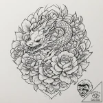 Tattoo sketch, nature’s algorithm bloom, a de… – tattoo sketch (№1752471155_0, 14.07.2025 05:32) — tattoovalue.net