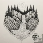 Tattoo sketch, data stream waterfall, a majes… – tattoo sketch (№1752471490_0, 14.07.2025 05:38) — tattoovalue.net