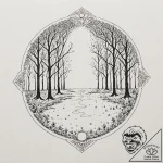Tattoo sketch, moonlit quantum forest, a dark… – tattoo sketch (№1752472078_0, 14.07.2025 05:47) — tattoovalue.net
