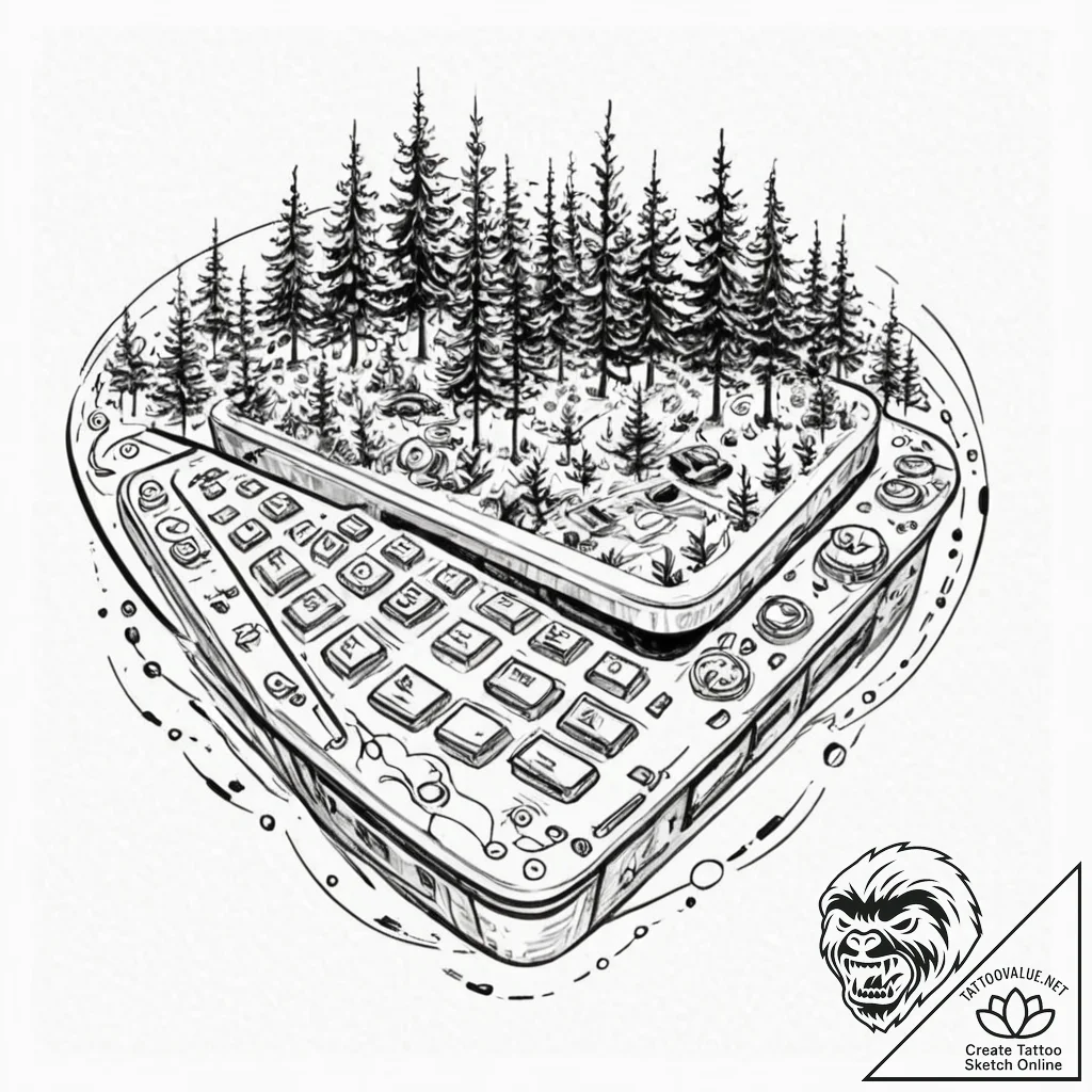 Tattoo sketch, reality rewriter's remote, a s... - tattoo sketch (№1752472583_0, 14.07.2025 05:56) — tattoovalue.net