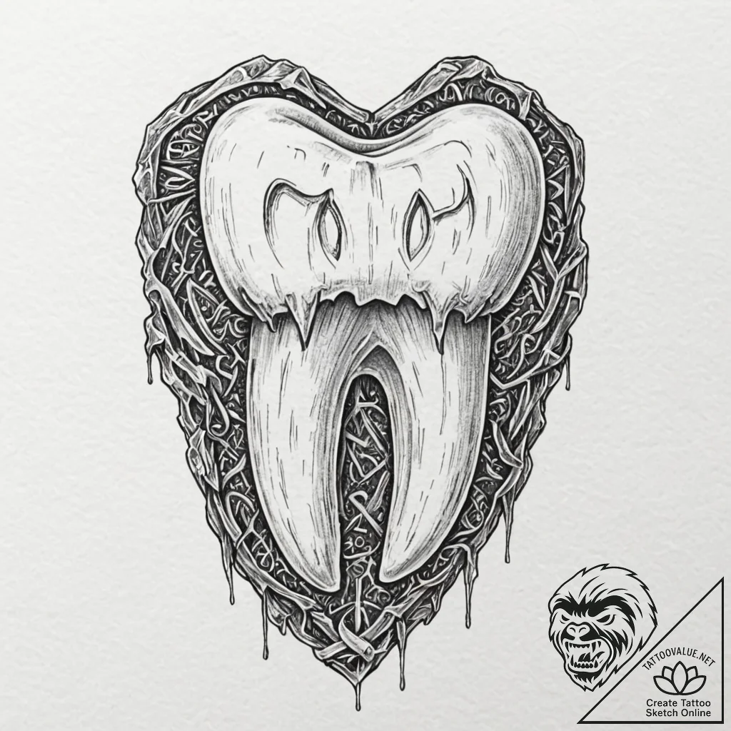 Tattoo sketch, embedded wisdom tooth, a detai... - tattoo sketch (№1752472666_0, 14.07.2025 05:57) — tattoovalue.net