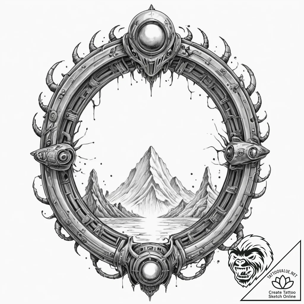 Tattoo sketch, xenodochial portal to the unkn... - tattoo sketch (№1752473671_0, 14.07.2025 06:14) — tattoovalue.net