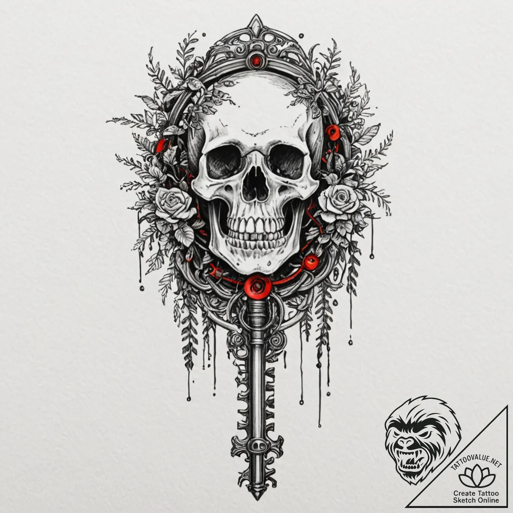 Tattoo sketch, forgotten firmware key, an orn... - tattoo sketch (№1752473841_0, 14.07.2025 06:17) — tattoovalue.net