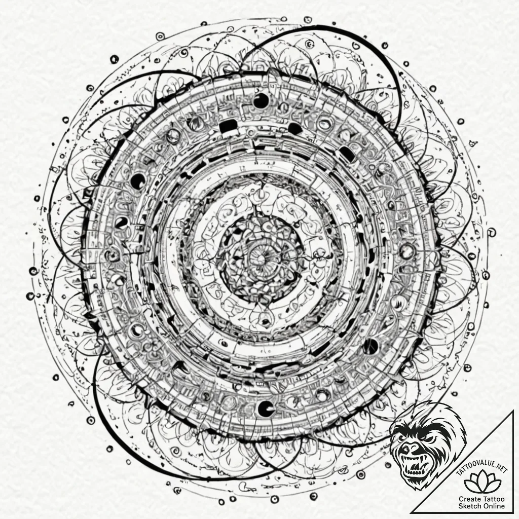 Tattoo sketch, numinous numbers portal, a swi... - tattoo sketch (№1752473924_0, 14.07.2025 06:18) — tattoovalue.net