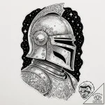 Tattoo sketch, knight’s helmet, starlight vis… – tattoo sketch (№1752474262_0, 14.07.2025 06:24) — tattoovalue.net