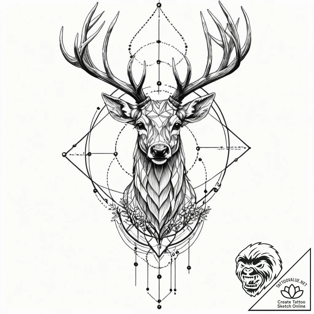 Tattoo sketch, guardian of the digital forest... - tattoo sketch (№1752474346_0, 14.07.2025 06:25) — tattoovalue.net
