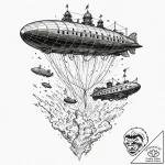Tattoo sketch, zeppelin fleet, aurora-lit ski… – tattoo sketch (№1752474513_0, 14.07.2025 06:28) — tattoovalue.net
