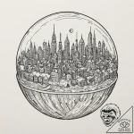 Tattoo sketch, cityscape in a crystal ball: a… – tattoo sketch (№1752474598_0, 14.07.2025 06:29) — tattoovalue.net
