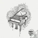 Tattoo sketch, echoing grand piano, a grand p… – tattoo sketch (№1752474682_0, 14.07.2025 06:31) — tattoovalue.net