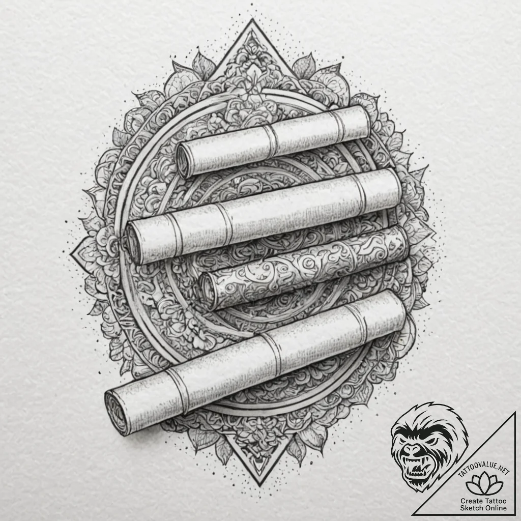 Tattoo sketch, vellum scroll, projected truth... - tattoo sketch (№1752475270_0, 14.07.2025 06:41) — tattoovalue.net