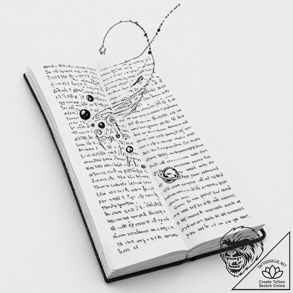 Tattoo sketch, eternal bookmark of time, a si... - tattoo sketch (№1752475688_0, 14.07.2025 06:48) — tattoovalue.net
