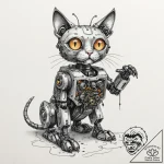 Tattoo sketch, upcycled robot pet, a small, c… – tattoo sketch (№1752476024_0, 14.07.2025 06:53) — tattoovalue.net