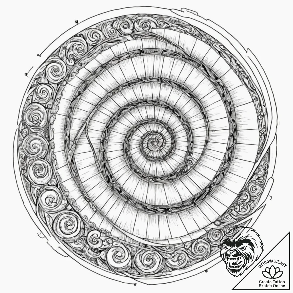 Tattoo sketch, golden ratio gateway, an intri... - tattoo sketch (№1752476110_0, 14.07.2025 06:55) — tattoovalue.net