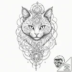 Tattoo sketch, quantum cat, shifting reality,… – tattoo sketch (№1752476449_0, 14.07.2025 07:00) — tattoovalue.net