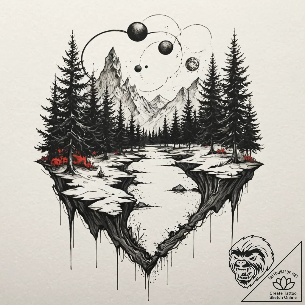 Tattoo sketch, two worlds, one thread, two di... - tattoo sketch (№1752476534_0, 14.07.2025 07:02) — tattoovalue.net