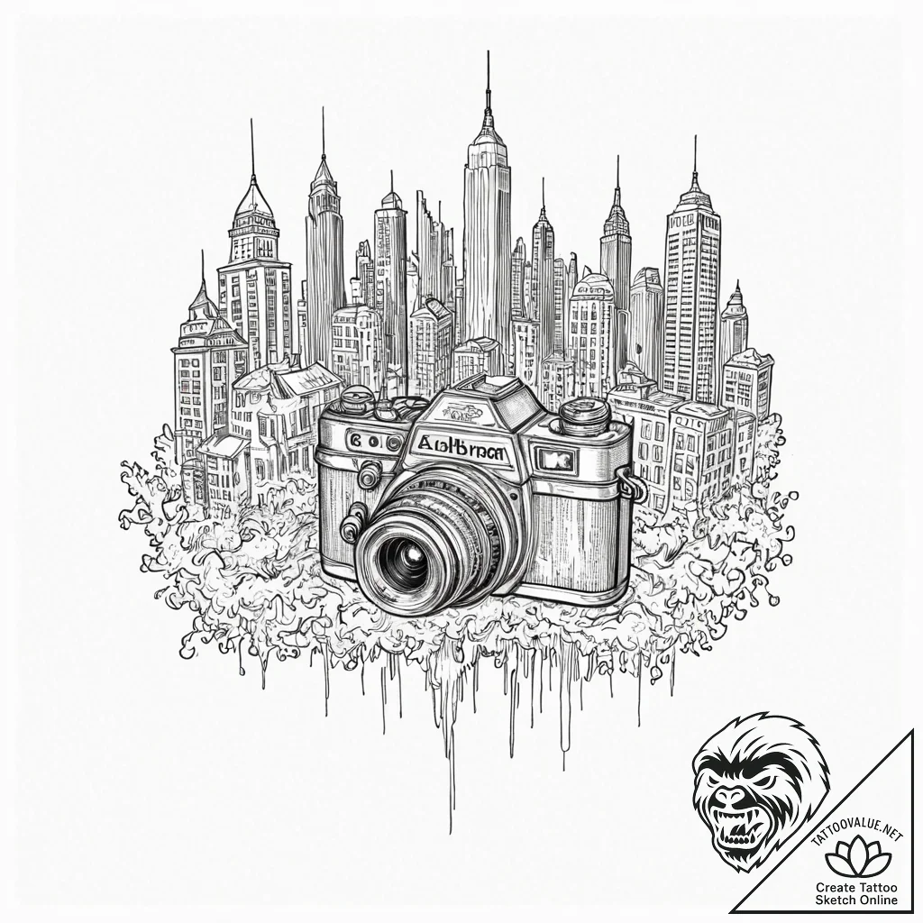 Tattoo sketch, anachronistic antique camera c... - tattoo sketch (№1752476618_0, 14.07.2025 07:03) — tattoovalue.net