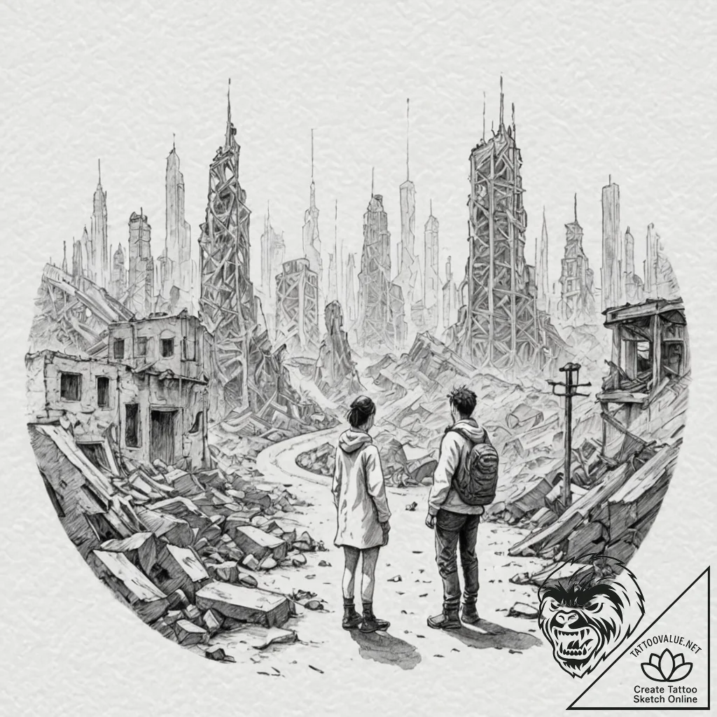 Tattoo sketch, quiet apocalypse watcher, a so... - tattoo sketch (№1752477201_0, 14.07.2025 07:13) — tattoovalue.net