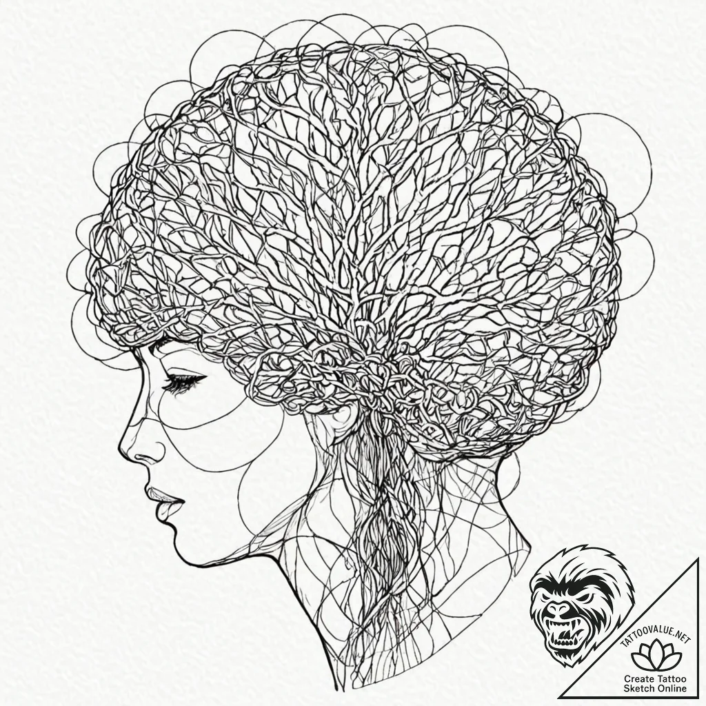 Tattoo sketch, thread of collective conscious... - tattoo sketch (№1752477535_0, 14.07.2025 07:18) — tattoovalue.net