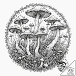 Tattoo sketch, fungal network portal, a clust… – tattoo sketch (№1752477869_0, 14.07.2025 07:24) — tattoovalue.net