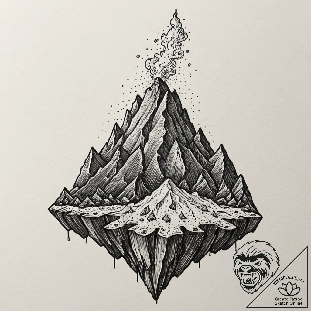 Tattoo sketch, volcanic vent, gemstone growth... - tattoo sketch (№1752477953_0, 14.07.2025 07:25) — tattoovalue.net