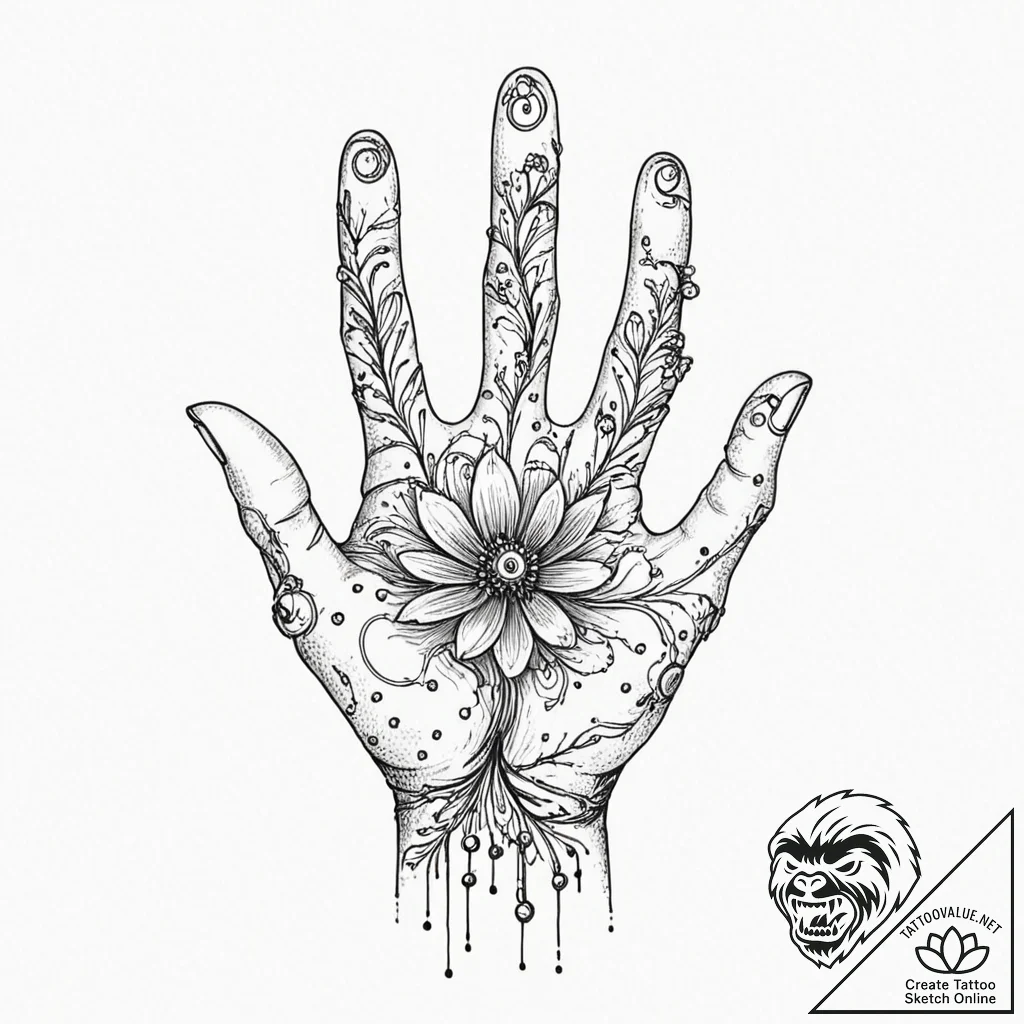 Tattoo sketch, hand of ai creation, a strong,... - tattoo sketch (№1752478204_0, 14.07.2025 07:30) — tattoovalue.net