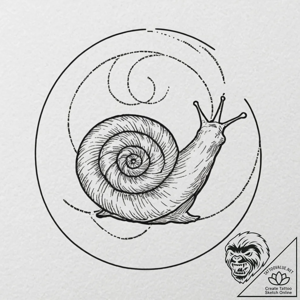 Tattoo sketch, golden ratio snail, a tiny sna... - tattoo sketch (№1752478288_0, 14.07.2025 07:31) — tattoovalue.net