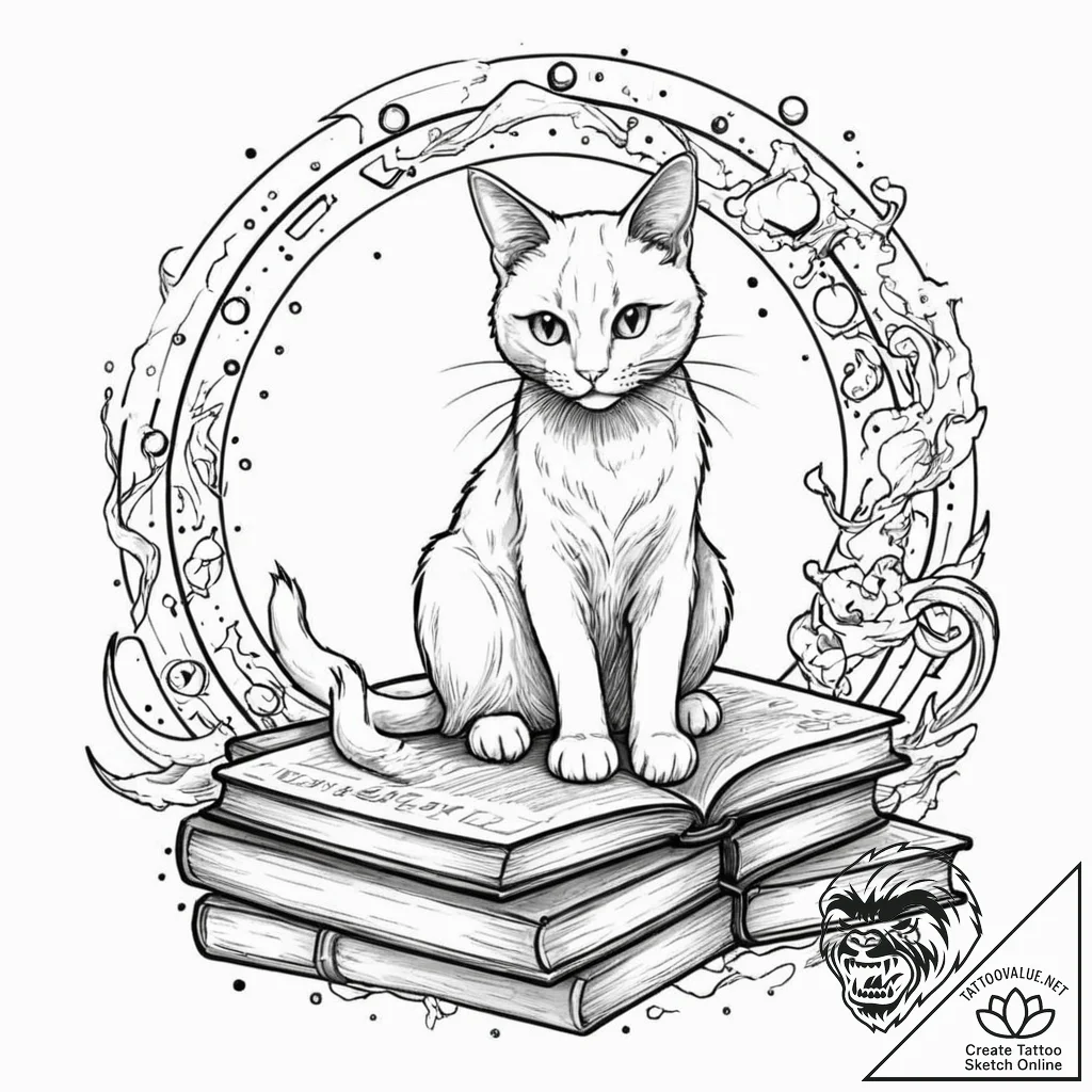 Tattoo sketch, black cat with eyes that refle... - tattoo sketch (№1752478874_0, 14.07.2025 07:41) — tattoovalue.net