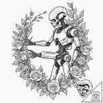 Tattoo sketch, cyber-gardener: a figure with… – tattoo sketch (№1752478958_0, 14.07.2025 07:42) — tattoovalue.net