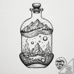 Tattoo sketch, four elements in a flask, a si… – tattoo sketch (№1752479042_0, 14.07.2025 07:44) — tattoovalue.net