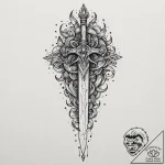 Tattoo sketch, dematerializing dagger, an orn… – tattoo sketch (№1752479125_0, 14.07.2025 07:45) — tattoovalue.net