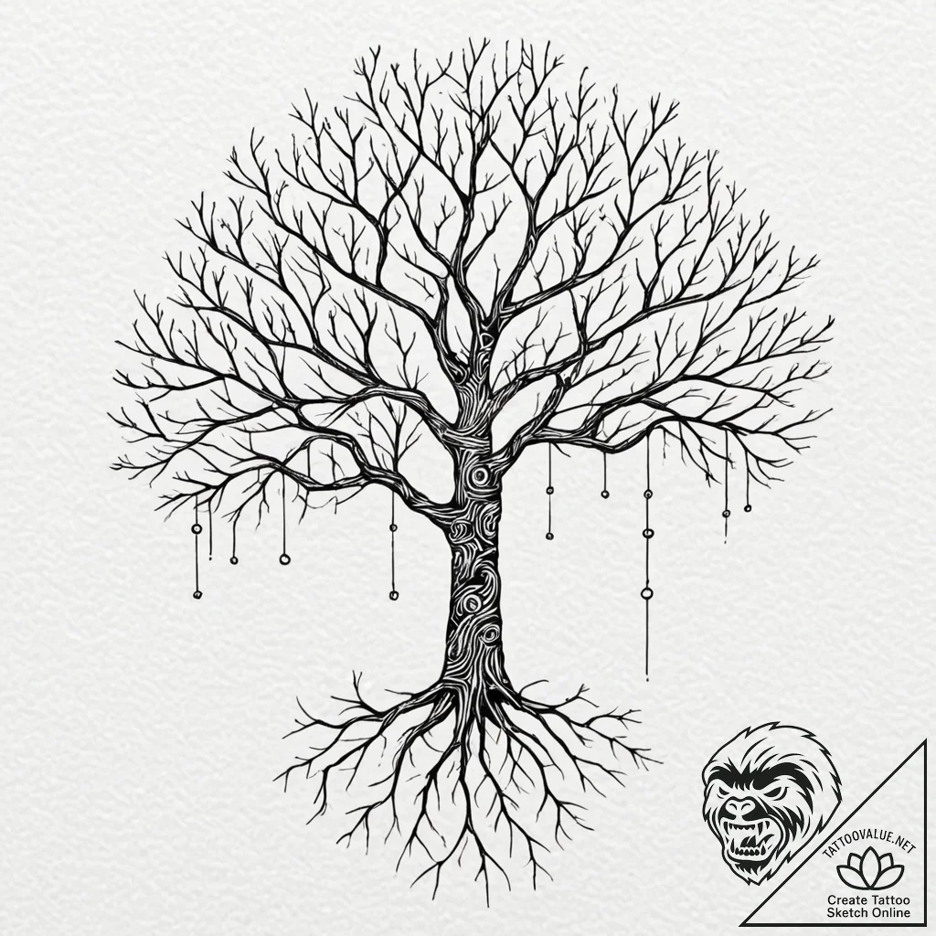 Tattoo sketch, regenerative circuit tree, a s... - tattoo sketch (№1752479962_0, 14.07.2025 07:59) — tattoovalue.net