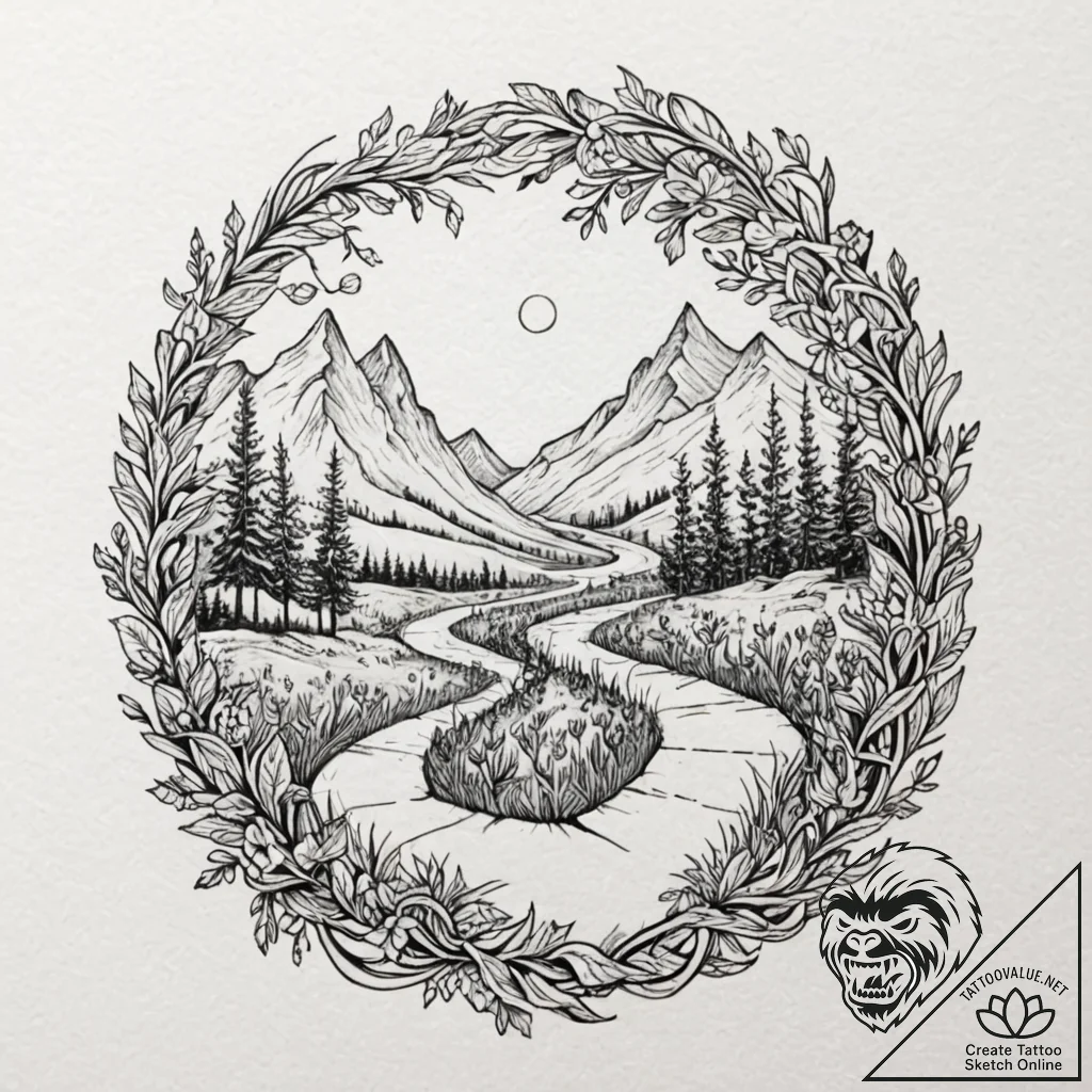Tattoo sketch, unfurling path of possibilitie... - tattoo sketch (№1752480047_0, 14.07.2025 08:00) — tattoovalue.net