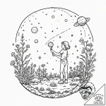 Tattoo sketch, galactic gardener, a serene fi… – tattoo sketch (№1752481133_0, 14.07.2025 08:18) — tattoovalue.net