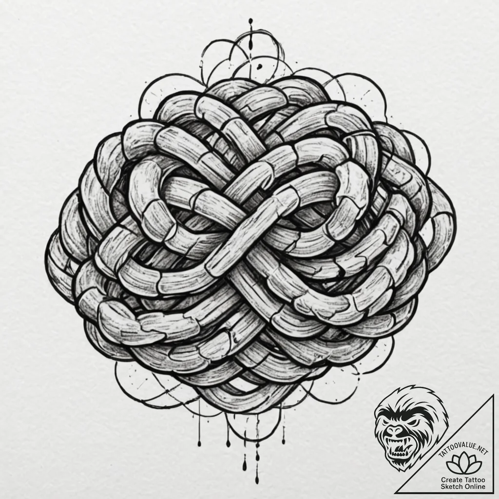 Tattoo sketch, knot of human connection, mult... - tattoo sketch (№1752481470_0, 14.07.2025 08:24) — tattoovalue.net