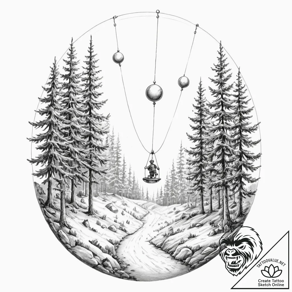 Tattoo sketch, parallel lives pendulum, a cla... - tattoo sketch (№1752481555_0, 14.07.2025 08:25) — tattoovalue.net