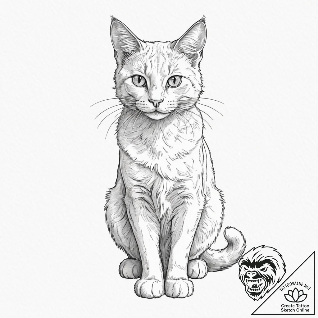 Tattoo sketch, cat with holographic fur: a sl... - tattoo sketch (№1752481886_0, 14.07.2025 08:31) — tattoovalue.net