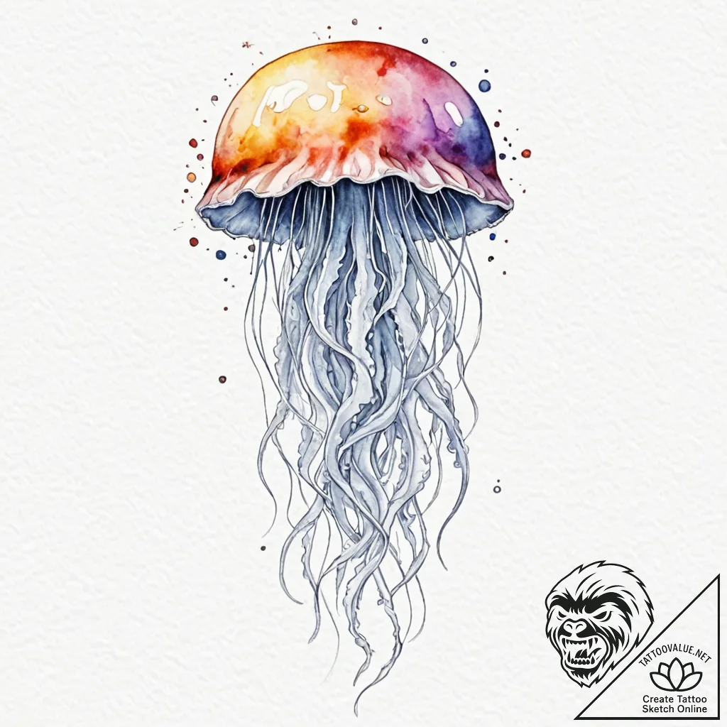 Tattoo sketch, radiant jellyfish, quantum bel... - tattoo sketch (№1752482394_0, 14.07.2025 08:39) — tattoovalue.net