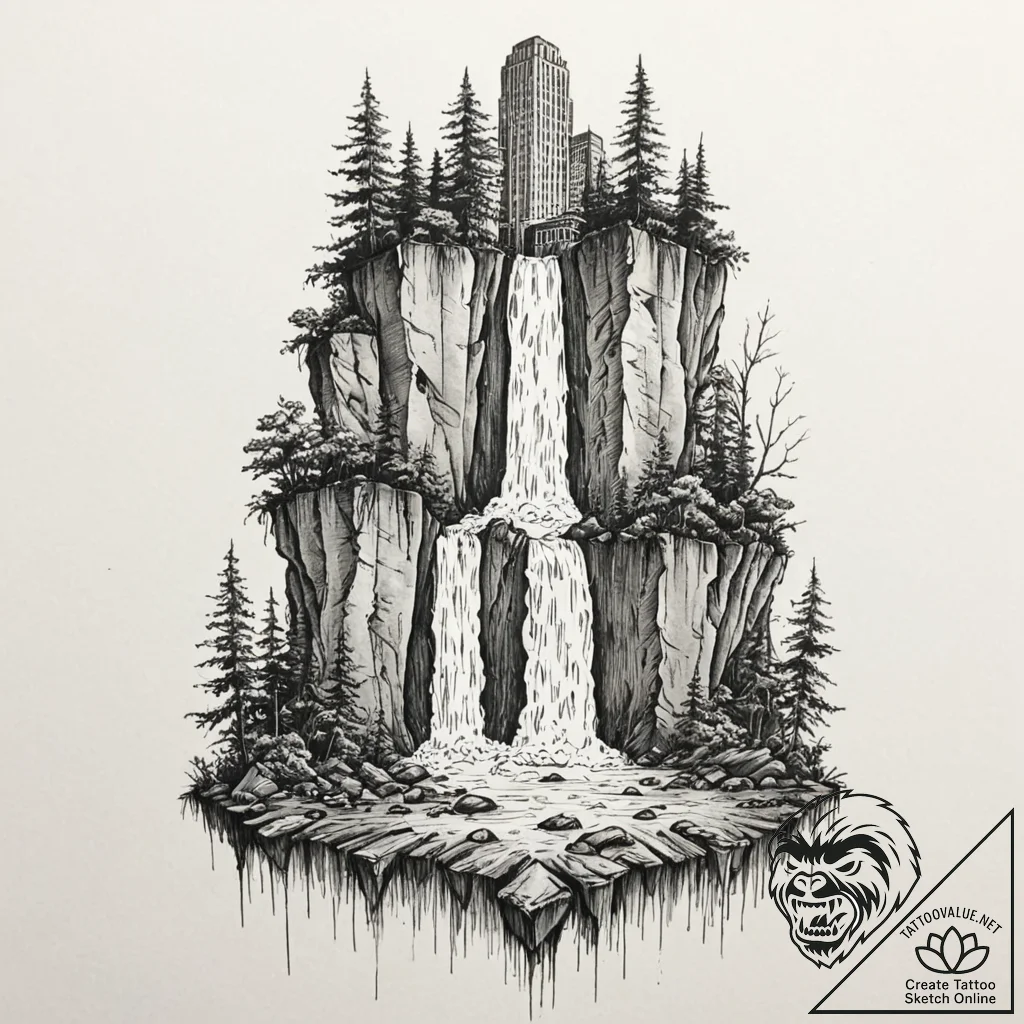 Tattoo sketch, eco-reclaimed skyscraper, a ma... - tattoo sketch (№1752482478_0, 14.07.2025 08:41) — tattoovalue.net