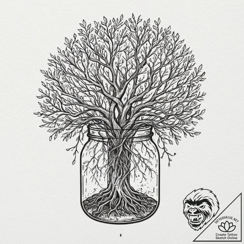 Tattoo sketch, bionic brain in a glass jar, p... - tattoo sketch (№1752482560_0, 14.07.2025 08:42) — tattoovalue.net