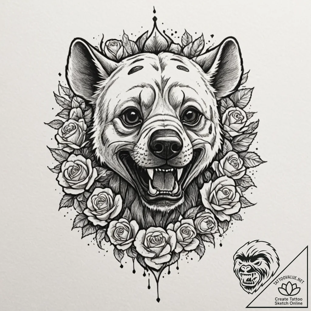 Tattoo sketch, hyena of humor, a stylized hye... - tattoo sketch (№1752482644_0, 14.07.2025 08:44) — tattoovalue.net