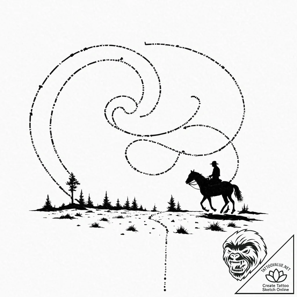 Tattoo sketch, nomad's data trail, a lone fig... - tattoo sketch (№1752482895_0, 14.07.2025 08:48) — tattoovalue.net