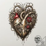 Tattoo sketch, heart of the machine, a styliz… – tattoo sketch (№1752483579_0, 14.07.2025 08:59) — tattoovalue.net