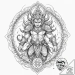 Tattoo sketch, yaksha guardian, digital armor… – tattoo sketch (№1752483661_0, 14.07.2025 09:01) — tattoovalue.net