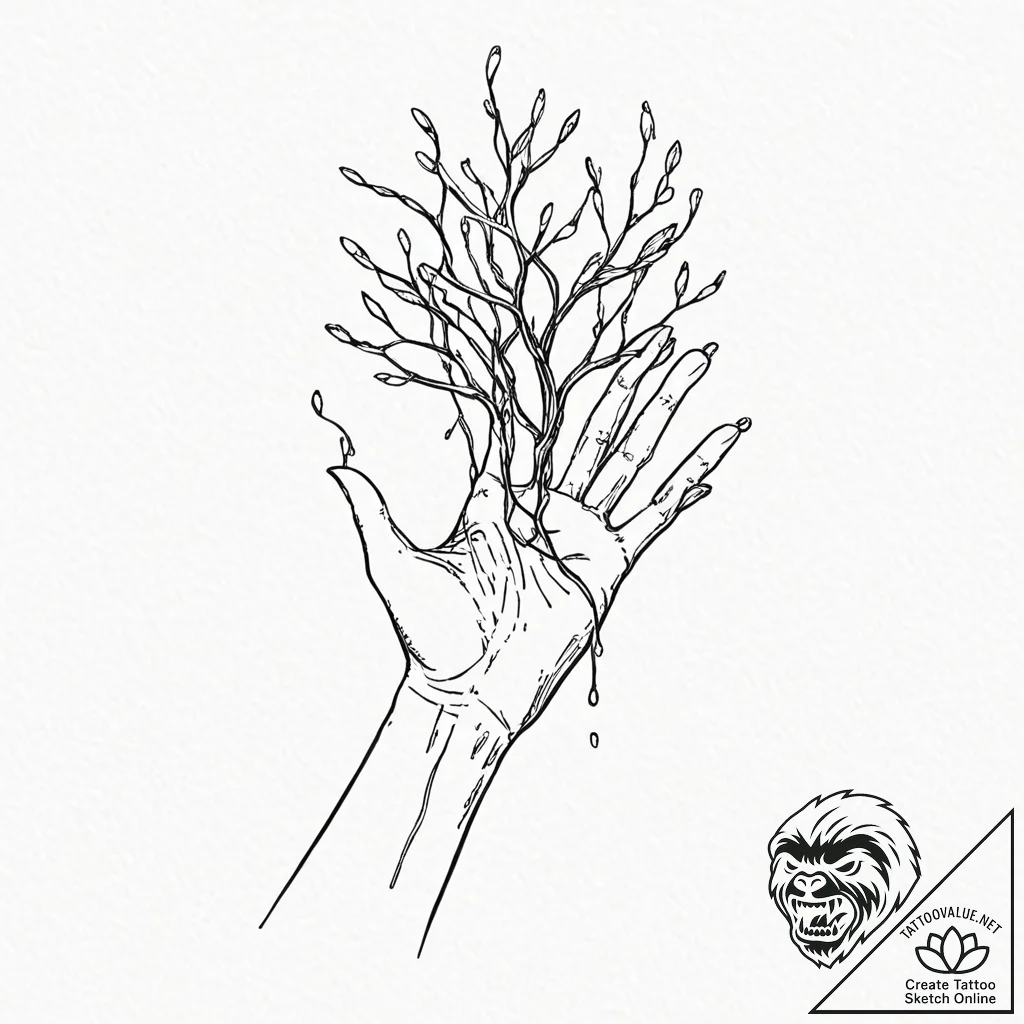 Tattoo sketch, nurturing hand of the digital... - tattoo sketch (№1752484331_0, 14.07.2025 09:12) — tattoovalue.net