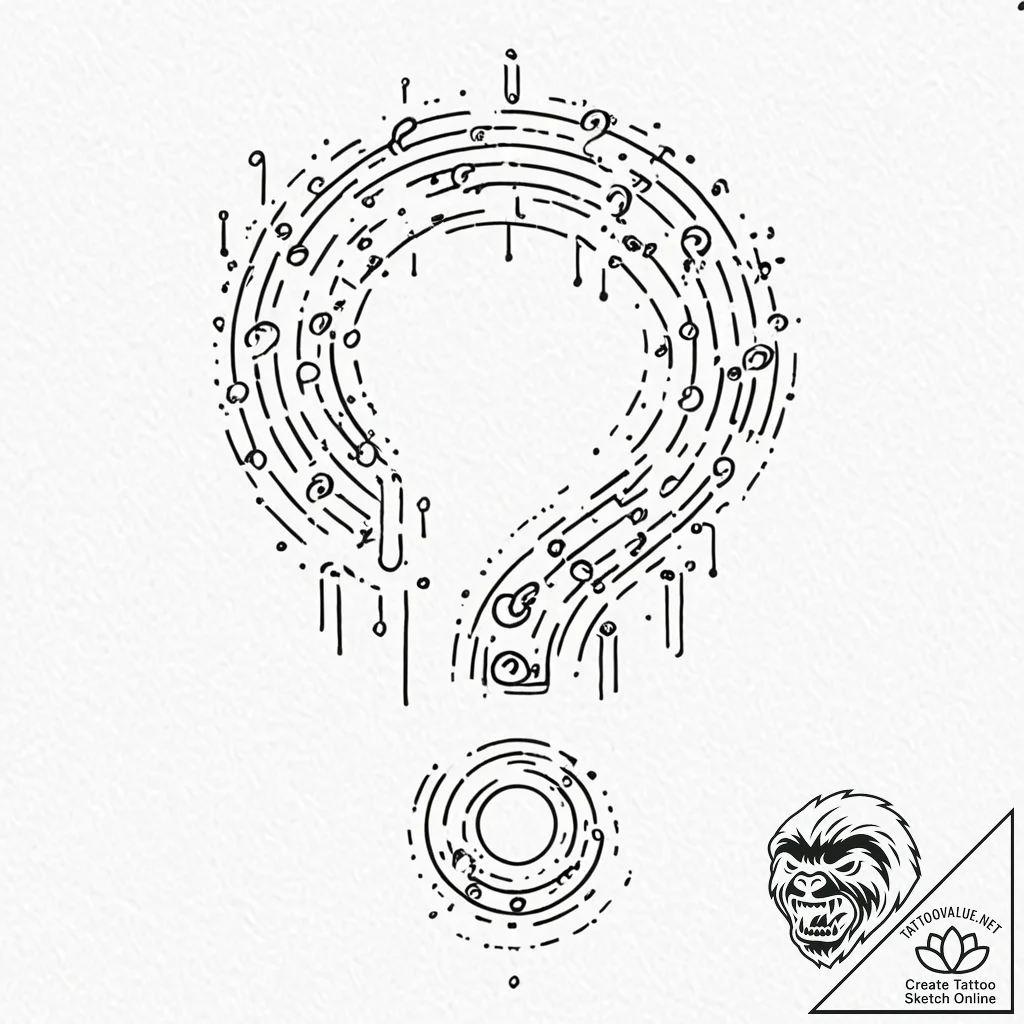 Tattoo sketch, question mark cloud, data rain... - tattoo sketch (№1752484502_0, 14.07.2025 09:15) — tattoovalue.net
