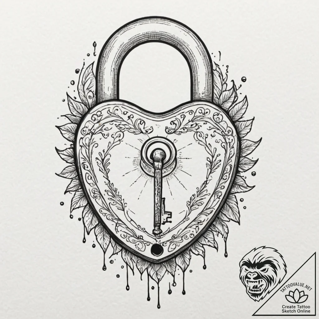 Tattoo sketch, an antique key unlocking a dig... - tattoo sketch (№1752484750_0, 14.07.2025 09:19) — tattoovalue.net