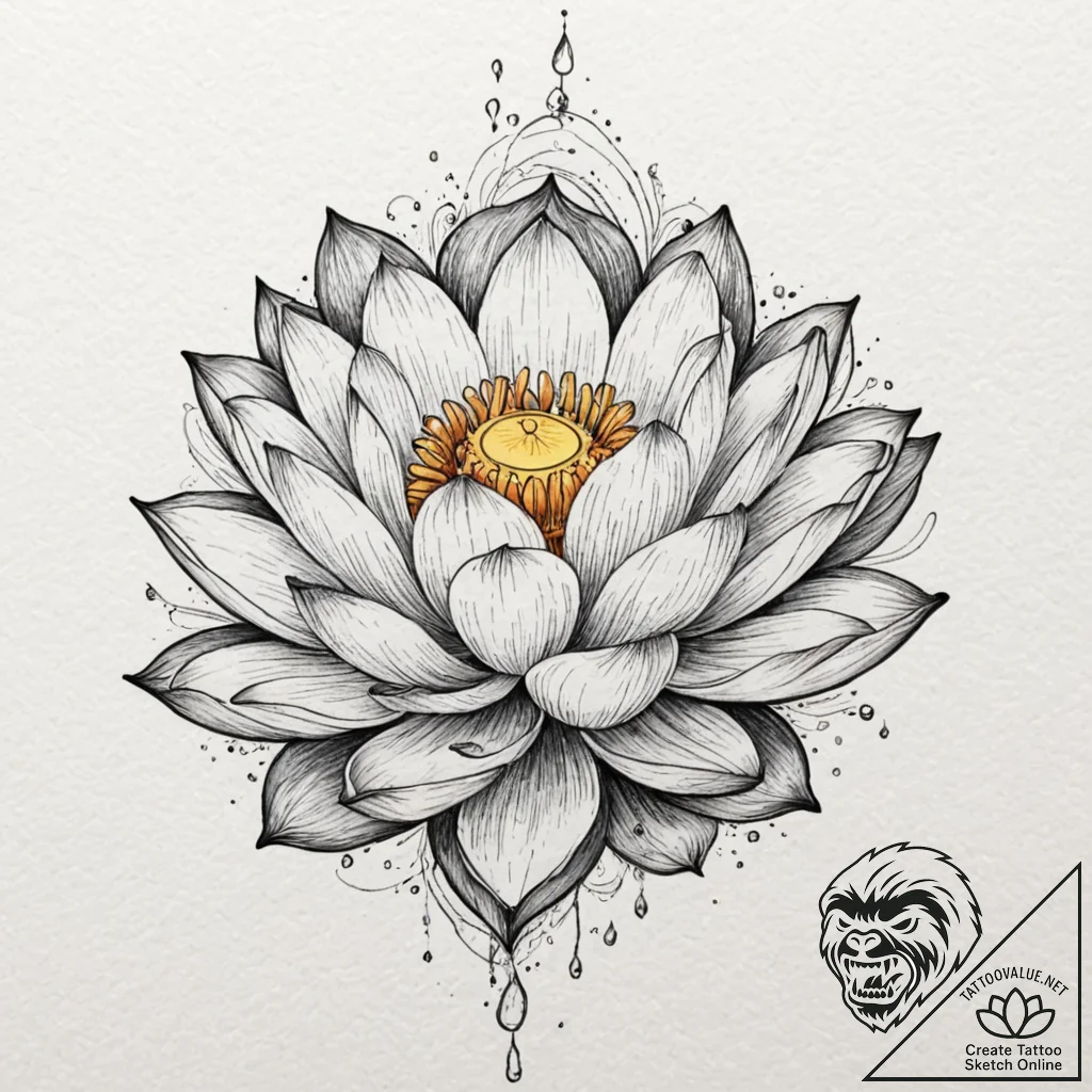 Tattoo sketch, lotus of living data, a beauti... - tattoo sketch (№1752484834_0, 14.07.2025 09:20) — tattoovalue.net